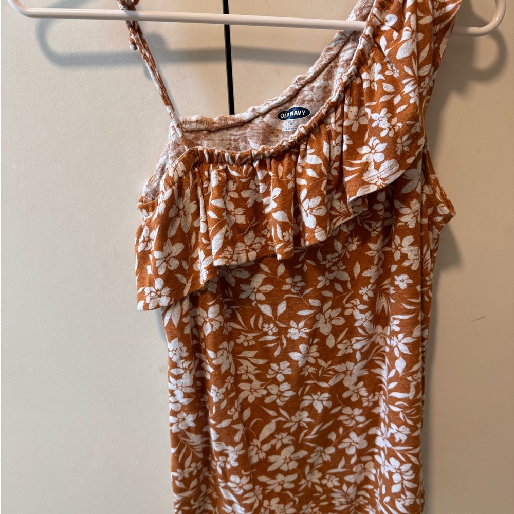 Old Navy Orange and White Floral Blouse
